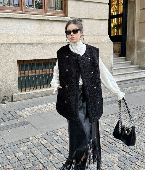 Textured Double Button Vest